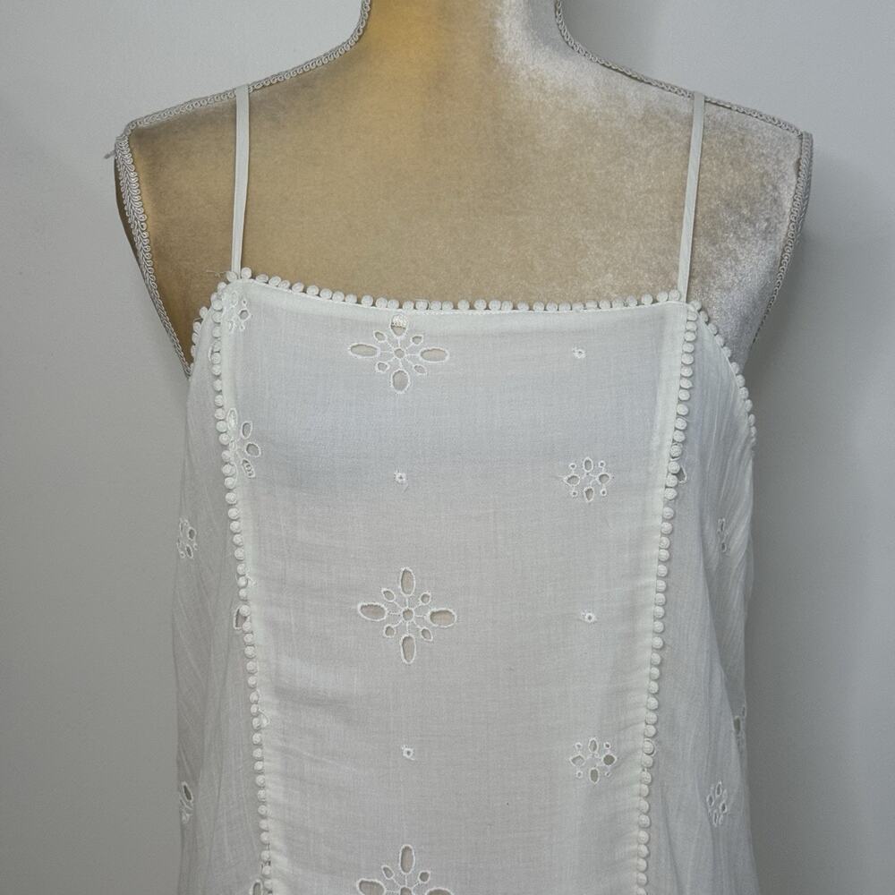 NWT Aerie Eyelet Shift Mini Sundress Size M White Lined Adjustable Straps Ruffle - Picture 3 of 14